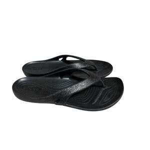NWOT Crocs Women Kadee II Flip Flops Black Sparkle Size W11